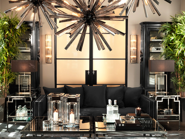 Журнальный столик стеклянный с ножками хром и дымчатым стеклом 100 см Palmer от Eichholtz EICHHOLTZ  242468 Прозрачный;хром  - Вид №2