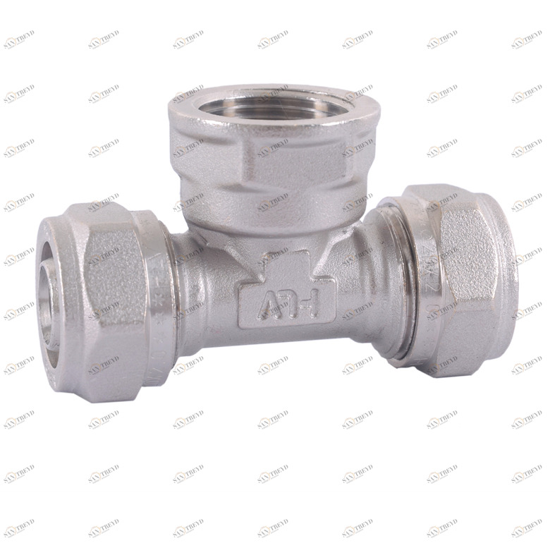 HLV-114332.№.04 Тройник обжимной HLV с переходом на внутреннюю резьбу 