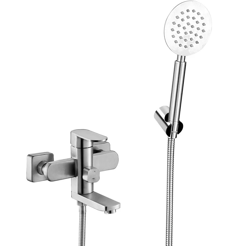 Смеситель д/ванны MELANA-610305 Stello нерж.сталь, однорычажный, сатин, литой излив - Вид №2