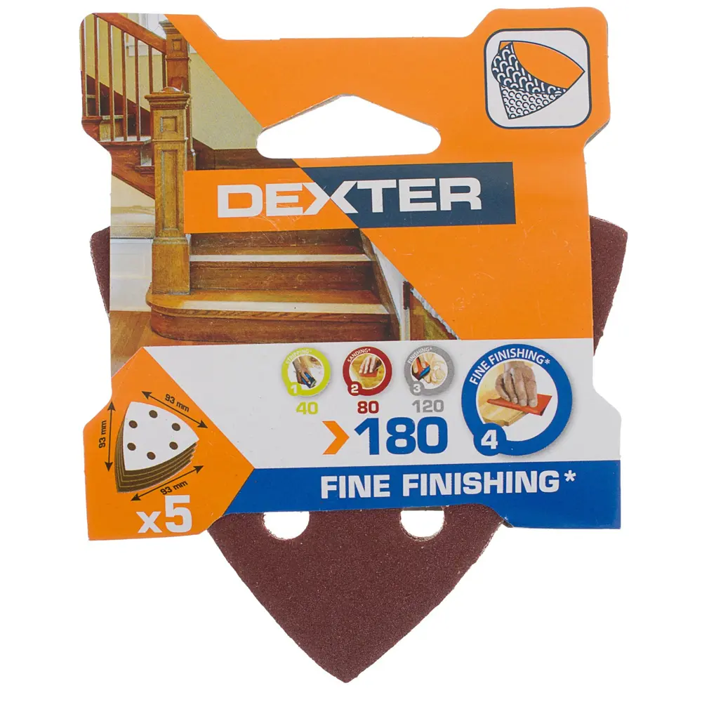 Dexter Шлифовальные листы P180 для сложных поверхностей 93х93 мм 18784026 STLM-0012689 - Вид №3