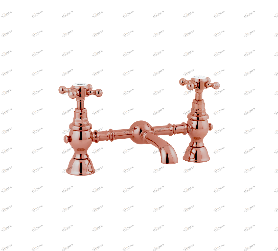 Gentry Home Смеситель для раковины мостик на 2 отверстия 200мм Mayfair Медь GH101952