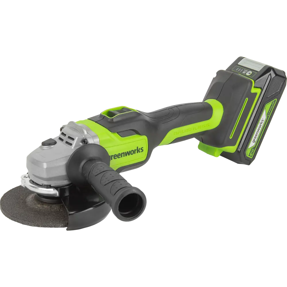 84577505 УШМ аккумуляторная бесщеточная Greenworks GD24AG, 24 В Li-Ion 2 Ач STLM-0052195 