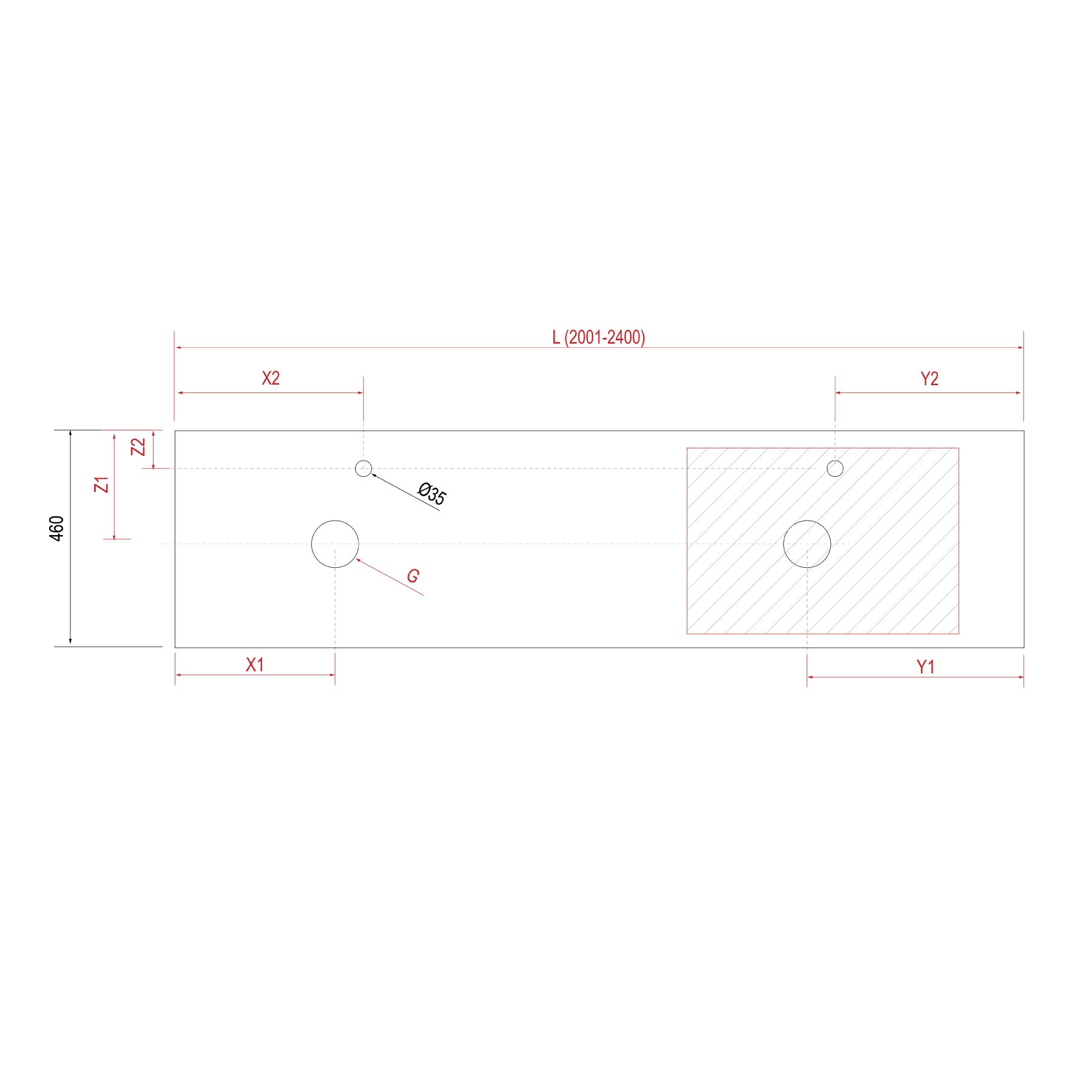 23161 SALGAR Столешница механизированная от 2001 до 2400 GLOSS WHITE 16 мм Глянцевый белый  - Вид №1