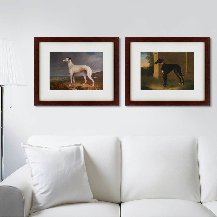 Картина в деревянной раме 52х42 см Portrait of a Greyhound, 1744 КАРТИНЫ В КВАРТИРУ  135546 Бежевый;белый;коричневый;разноцветный  - Вид №2