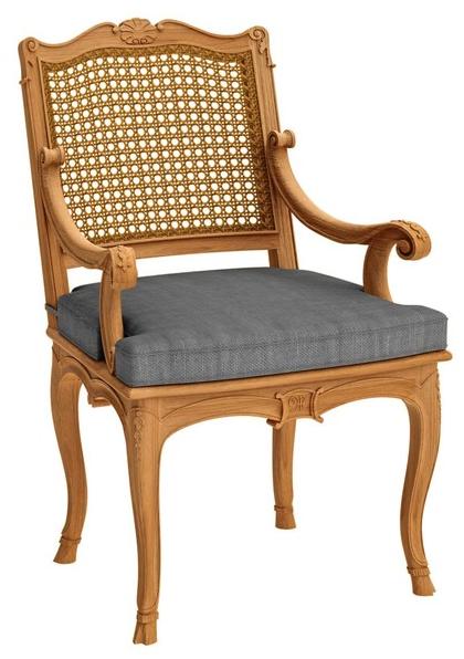 ASTELLO Садовый стул из тика с подлокотниками Fleur de lys sun-id-1495880 - Вид №3