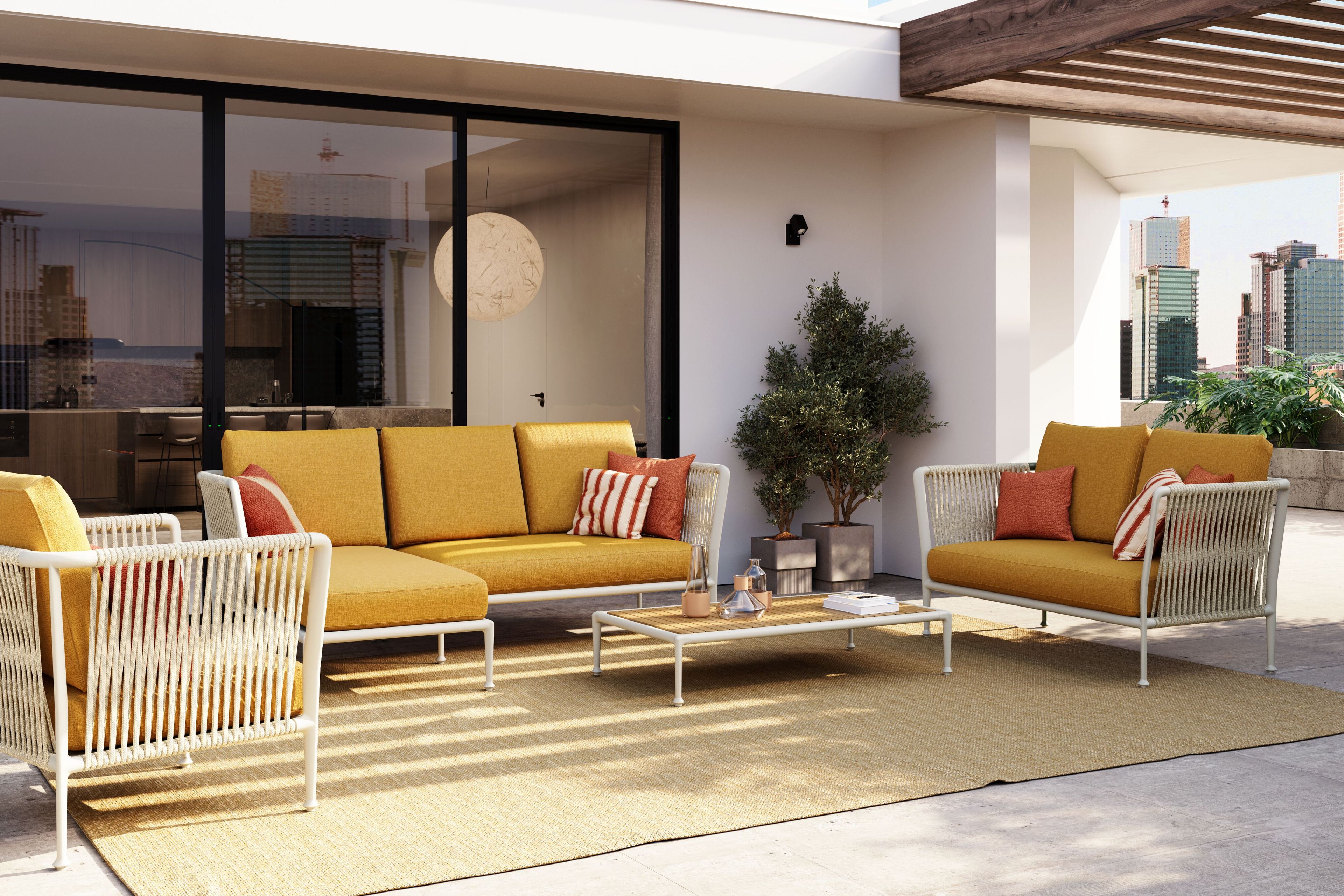 Алюминиевый и ТИК прямоугольный низкий журнальный столик Unopiù Treble ARCH-00097840 - Вид №6