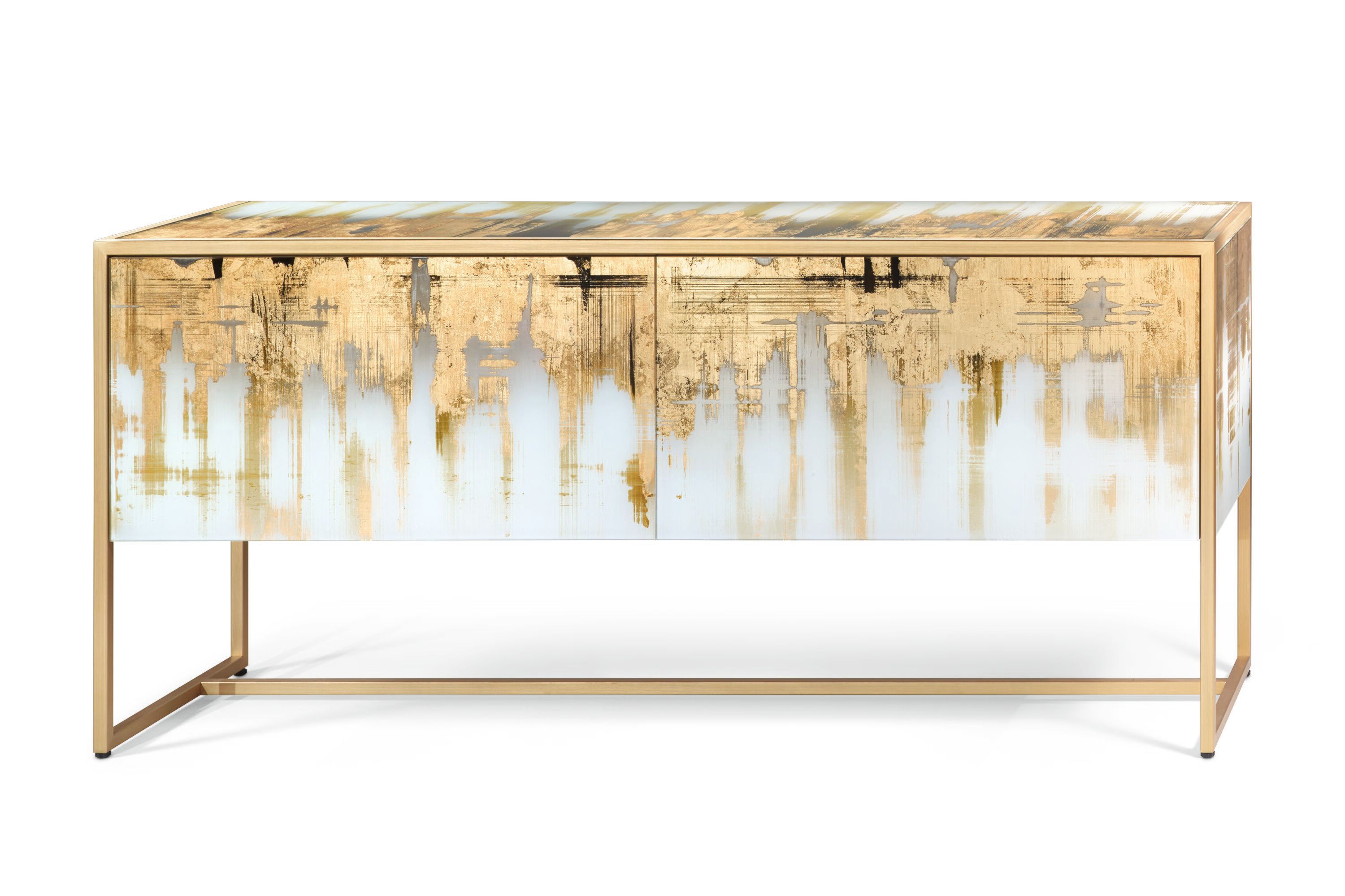 Деревянный шкаф со стеклянными ящиками ARTE VENEZIANA итальянские пейзажи ARCH-00117450 - Вид №1