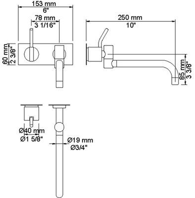 VOLA Смеситель для умывальника настенный с тарелкой sun-id-1491245 - Вид №5