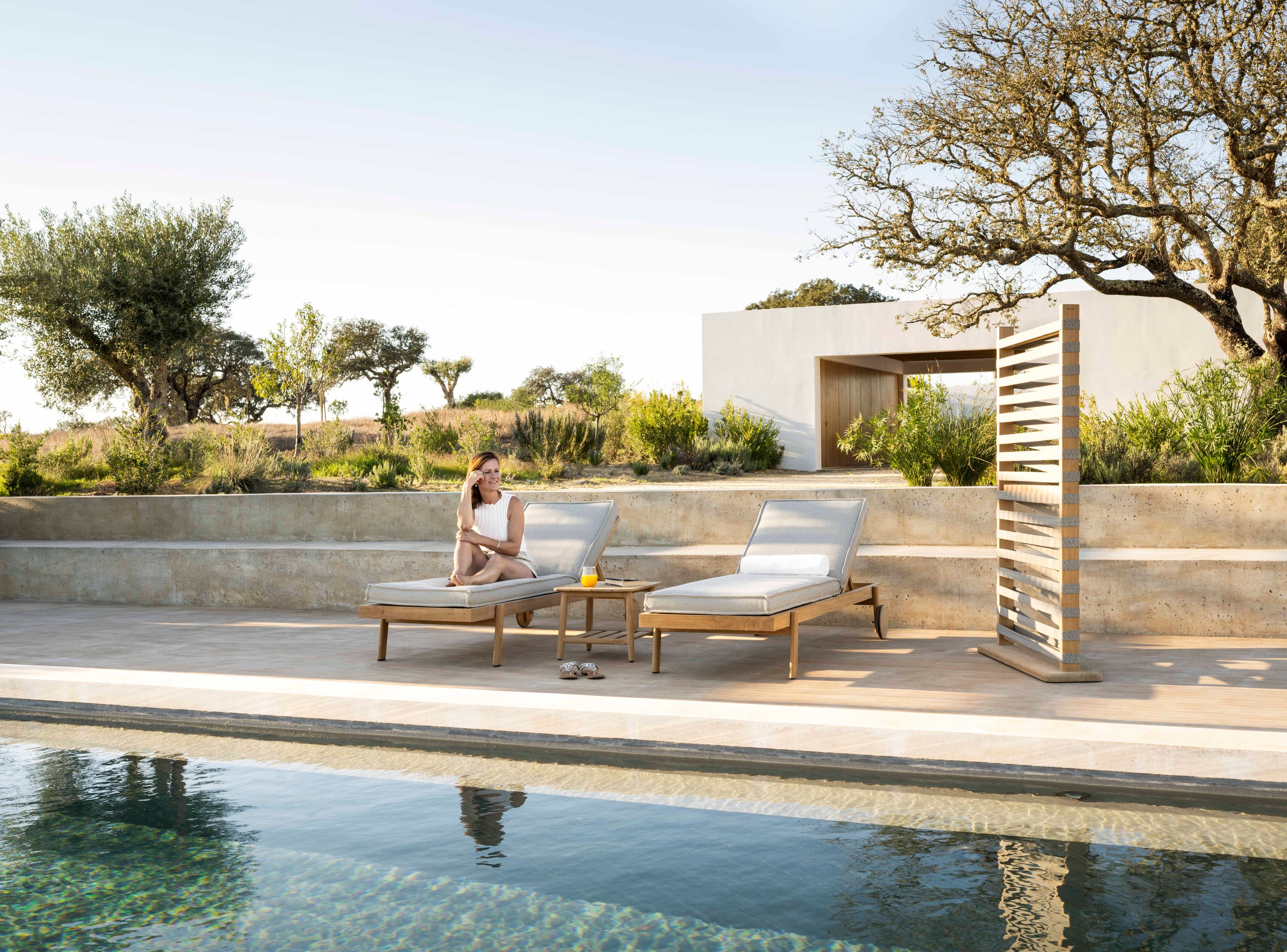 Садовая кровать с откидной спинкой из тикового дерева с колесами Jardinico Noa ARCH-00036509 - Вид №5