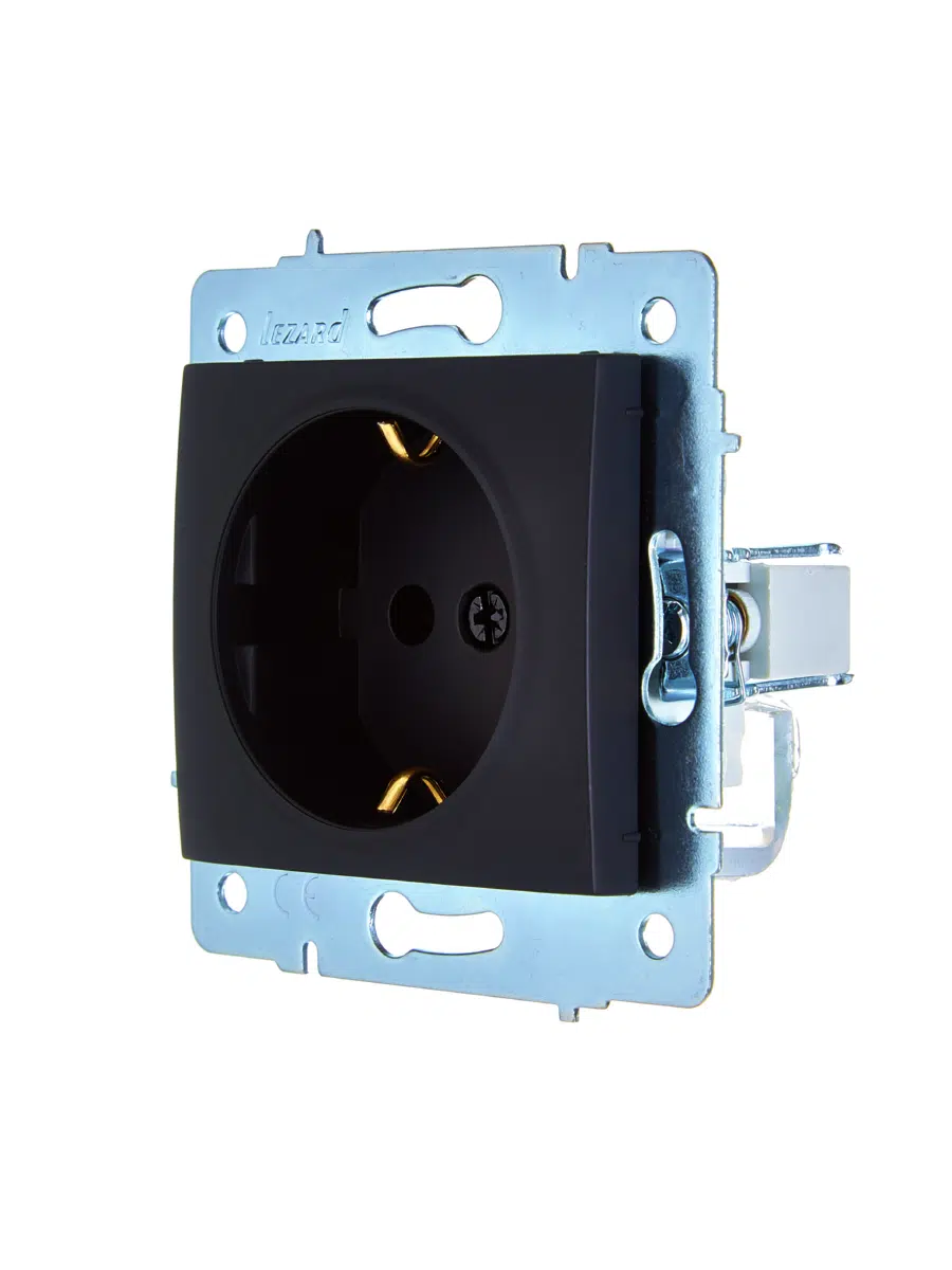 ASTI Розетка с/з ПБТ чёрный бархат механизм LEZARD 7081-4288-122B - Вид №2