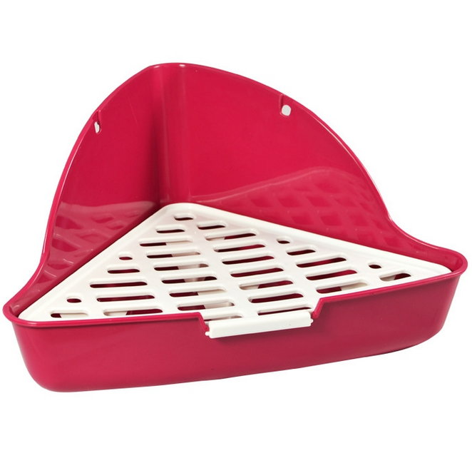 ПР0039543 Туалет для грызунов угловой с сеткой для кроликов и хорьков 27х27х10см TRIOL 