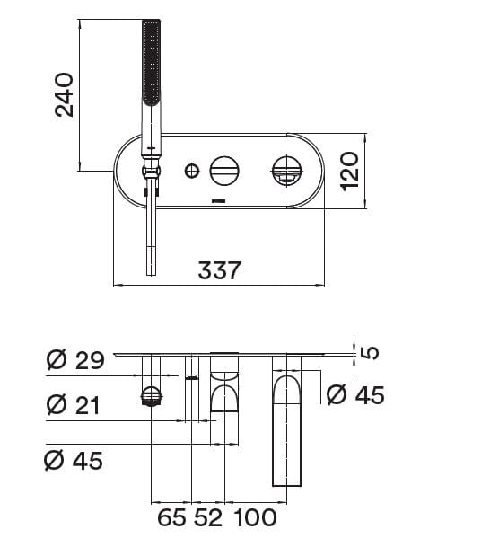 Настенный смеситель для ванны с ручным душем Bossini Apex ARCH-00102151 - Вид №1