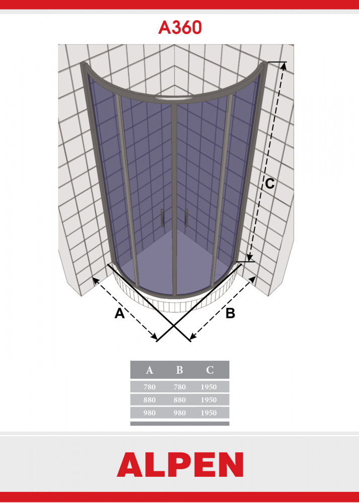 Душевая шторка ALPEN A360-80 A360N-80 - Вид №1