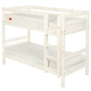 Кровать Flexa Classic двухъярусная с прямой лестницей, белая, 190 см