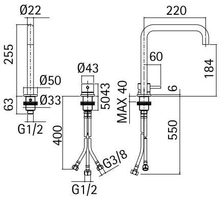 Quadrodesign Смеситель для кухни на два отверстия Kitchen inox sun-id-1448335 - Вид №2