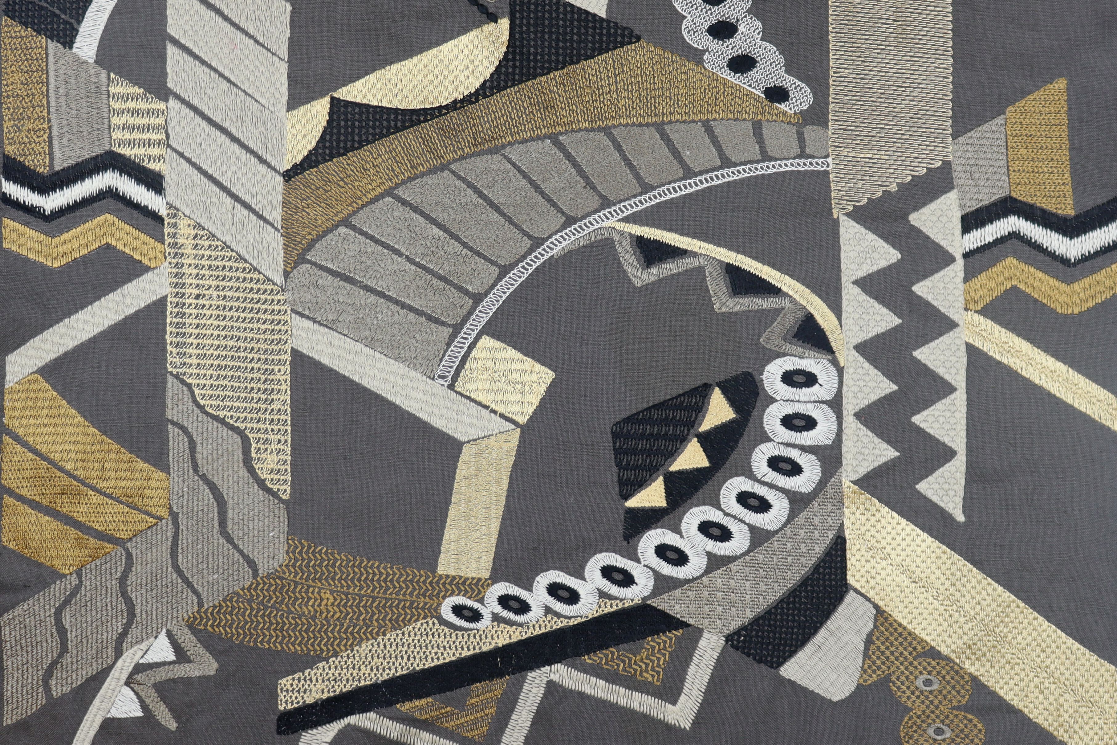 Многоцветная льняная вышитая ткань Aldeco Veva ARCH-00081445 - Вид №1