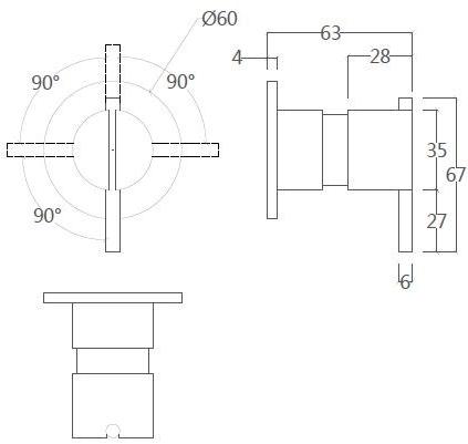 Water Evolution Переключатель на 3 направления из нержавеющей стали для душа для ванны S22 sun-id-1365119 - Вид №2