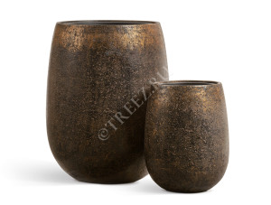 41.3321-04-073-RM-39 Кашпо  Effectory - серия Metal - Округлая чаша - Rough с золотой патиной Цветочная коллекция