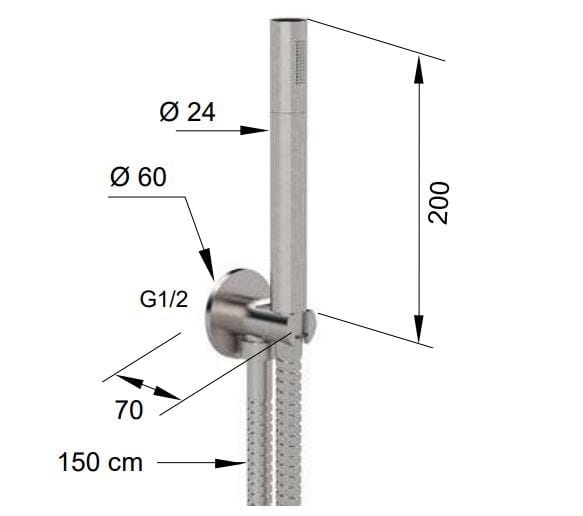 Настенный ручной душ из нержавеющей стали Remer Rubinetterie X Style Inox ARCH-00005118 - Вид №1