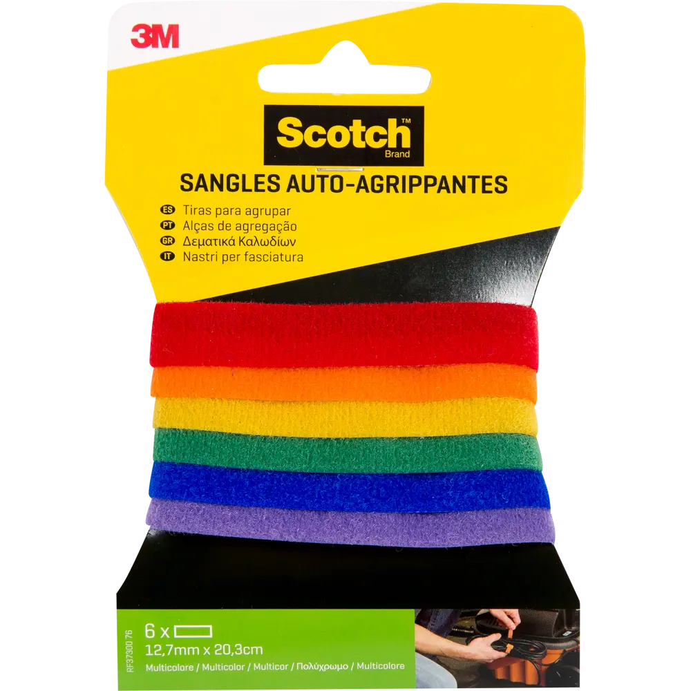 Стяжки-липучки для проводов Scotch, полоски, цветные, 12.7 мм х 20.3 см, 6 шт 3M STLM-2099448 - Вид №2