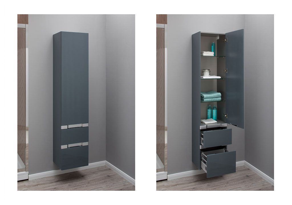 Шкаф-пенал для ванной Aquanet Виго 40 сине-серый 00183360 - Вид №9