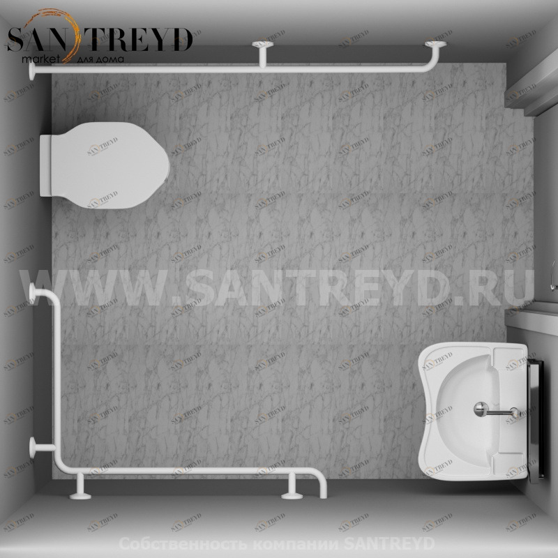 DS148 Горизонтальный поручень с разрывом для разгрузочной кассеты 230 см белый Globo AUSILIA Италия Ceramica Globo