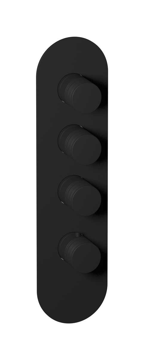 External part of thermostatic 3 ways, round plate, vertical, Vinile handle WE ARE IB eua312npnvn Matt Black Aqua