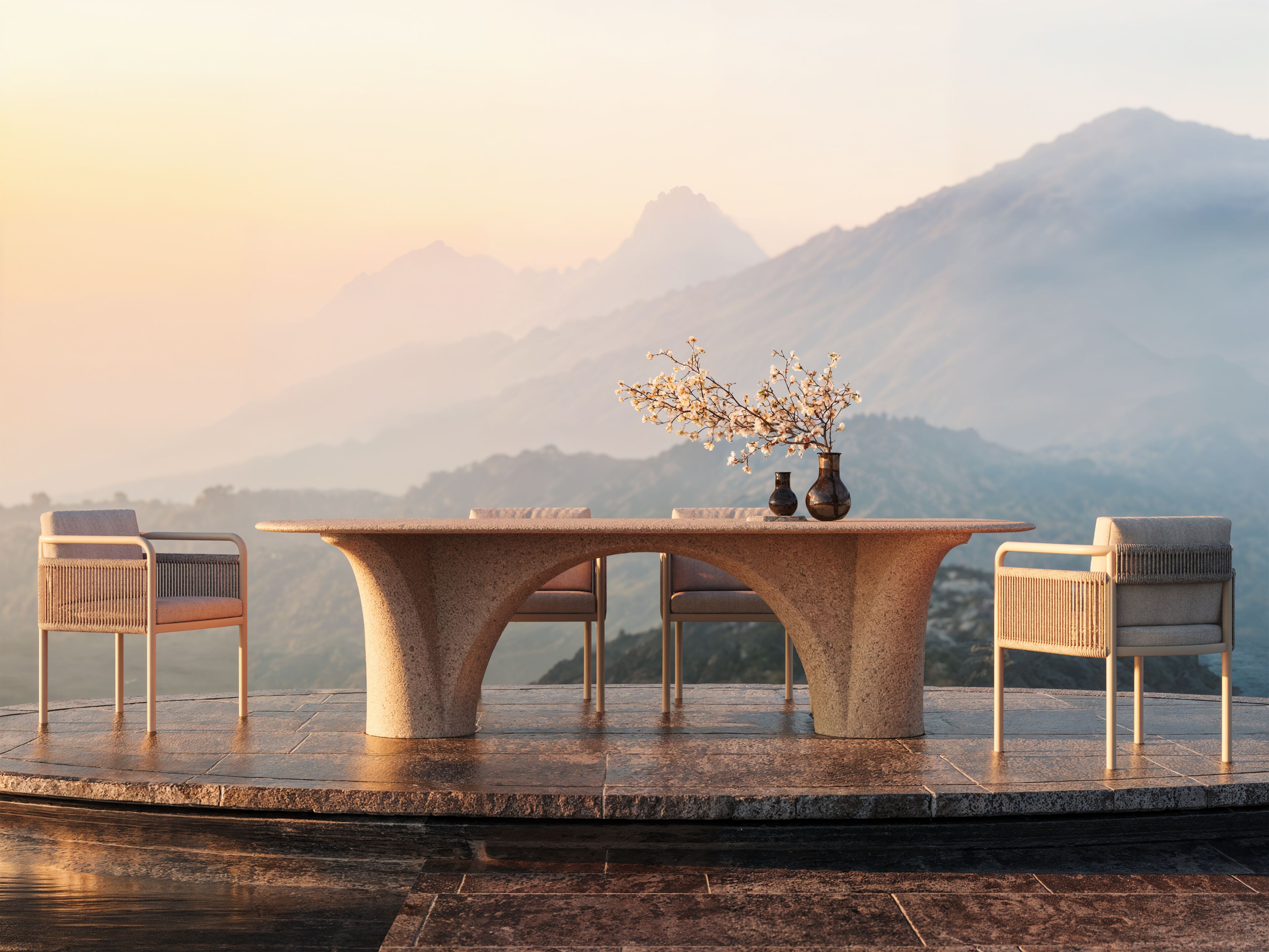 Овальный садовый стол из песчаника SNOC Savio ARCH-00150265 - Вид №3