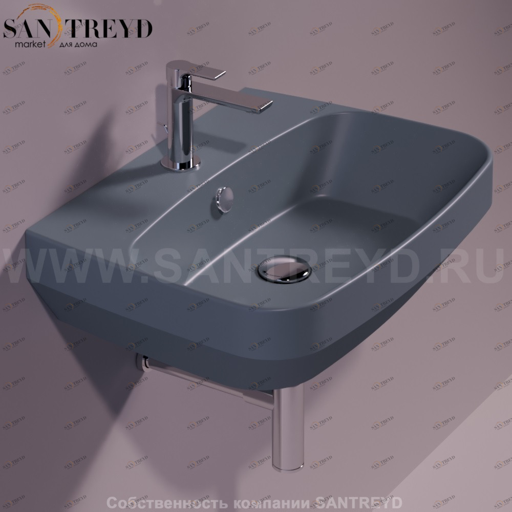 BB10CEMENTOMATT Подвесная раковина настенная прямоугольная Simas Baden Baden серая
