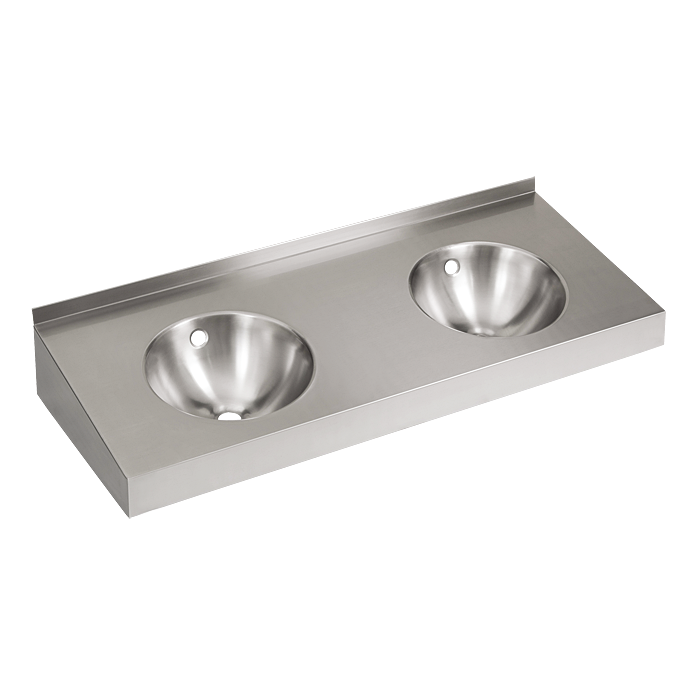 93190 Нержавеющий подвесной умывальник с 2 чашами без облицовки SANELA 