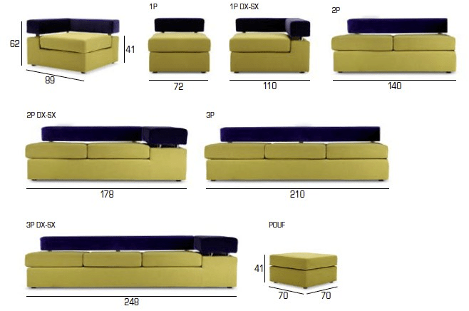 Adrenalina Съемный тканевый диван Go sun-id-1501224 - Вид №3