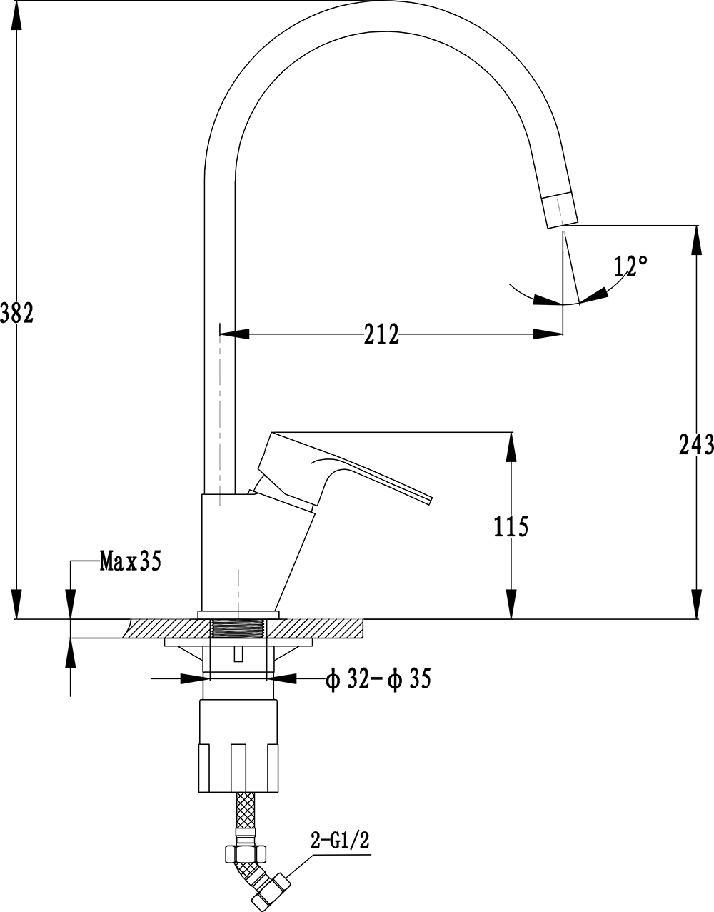 Кухонный смеситель 50235014 бежевый GranFest Ewigstein - Вид №1