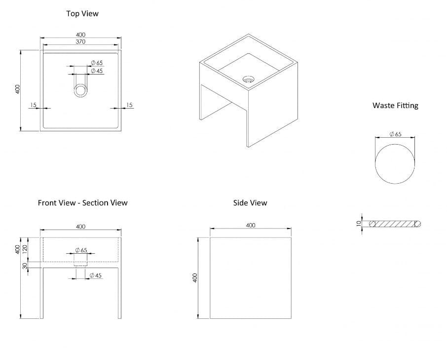 Квадратный подвесной умывальник из каррарского мрамора LUSSO CINO ARCH-00069198 - Вид №3