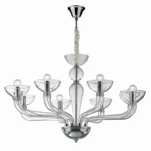 Подвесная люстра Ideal Lux Casanova SP8 Trasparente IDEAL LUX ДИЗАЙНЕРСКИЕ, CASANOVA TRASPARENTE 057289 Хром