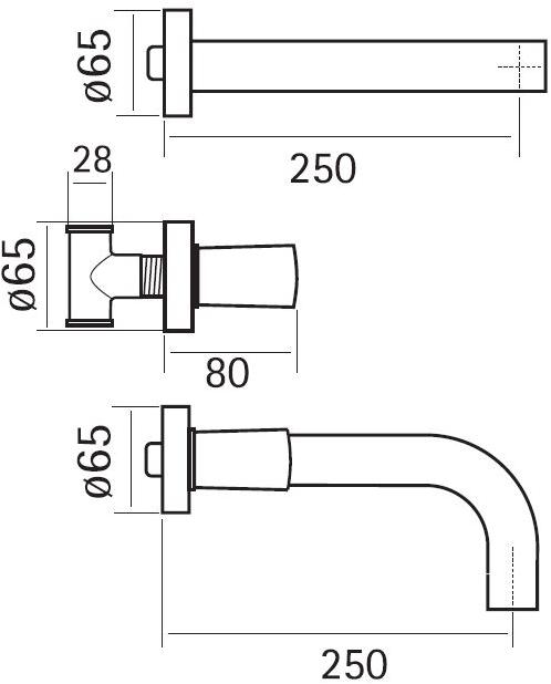 Quadrodesign Смеситель для умывальника настенный на 3 отверстия без сливного крана Ono sun-id-1409446 - Вид №1