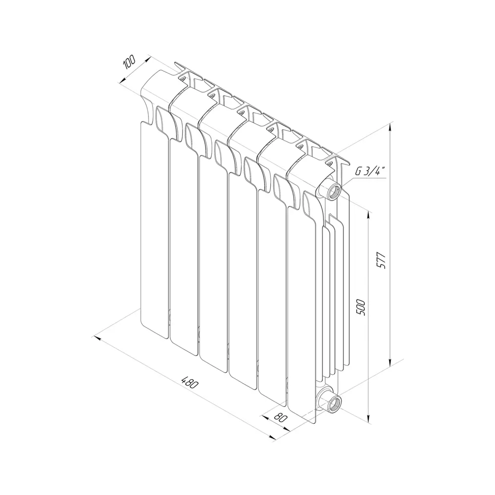 Радиатор секционный Rifar Monolit M50006RAL3011 500/100 6 секций боковое подключение биметалл бордо 82560849 STLM-2170037 - Вид №5