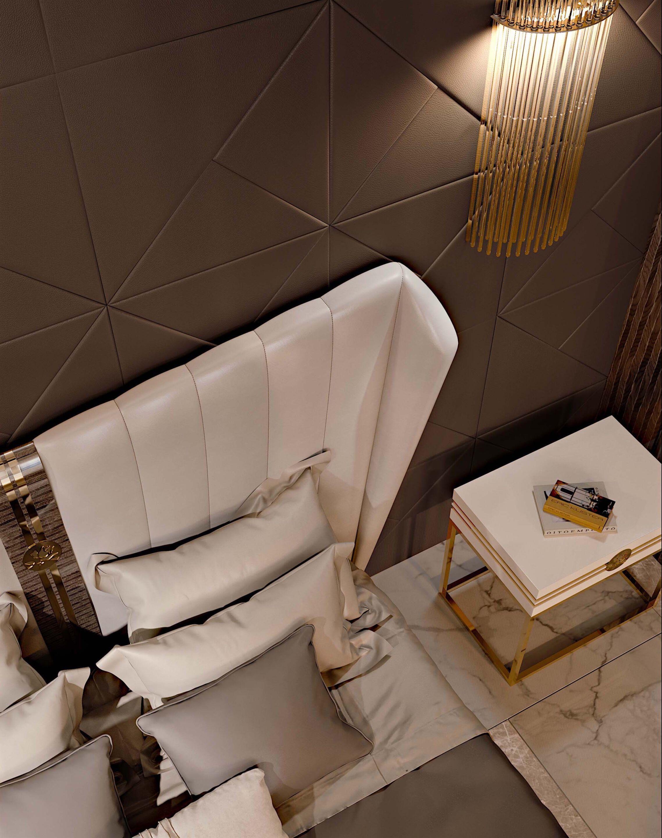 Кожаная двуспальная кровать с мягким изголовьем Bizzotto Italia Symphony-Infinity ARCH-00081588 - Вид №2