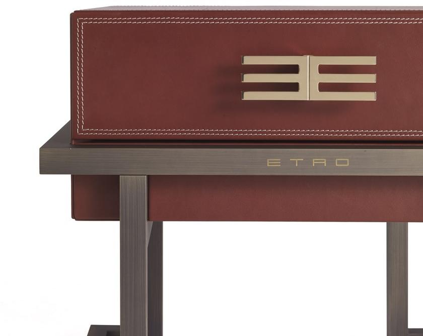 ETRO Home Interiors Прямоугольная тумбочка из металла и кожи Kolkata E.kol.321.a - Вид №2