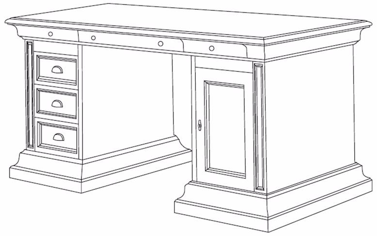 Arvestyle Прямоугольный письменный стол из массива дерева с ящиками Stile Ks-e515 - Вид №3