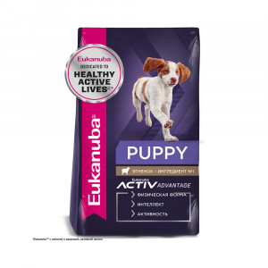 Т00001247 Корм для щенков ягненок, рис сух. 1кг Eukanuba