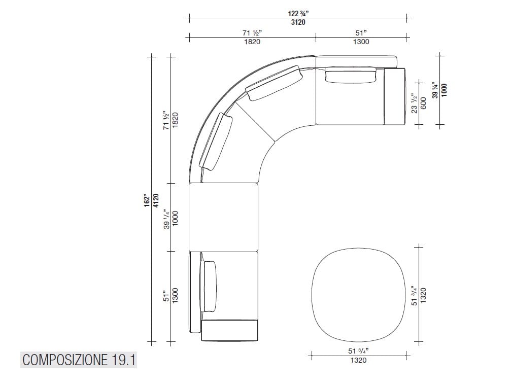 Угловой диван из ткани с полуостровом Lema Venise ARCH-00125173 - Вид №40