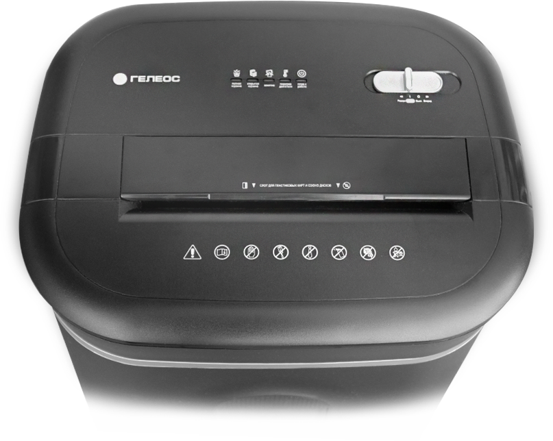 УМ28-5 Уничтожитель документов , din p-5 (5 ур-нь секр.), фрагмент 1,9х12мм, 14 лист (70г/м2), cd/пл.карты/скрепки/скобы, 28 литров Гелеос Santreyd  - Вид №6