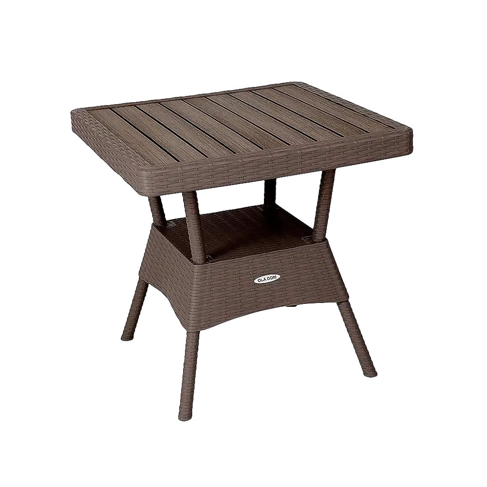 Стол садовый Rattan Ola Dom 75.5x76x74.5 см композитный материал цвет коричневый 87487346 STLM-2014821 Santreyd