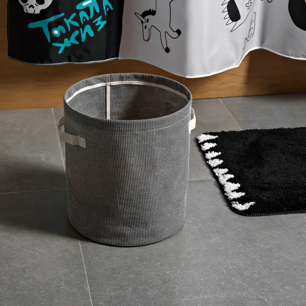 Корзина для белья Irony цвет серый MOROSHKA STLM-2145088 - Вид №3