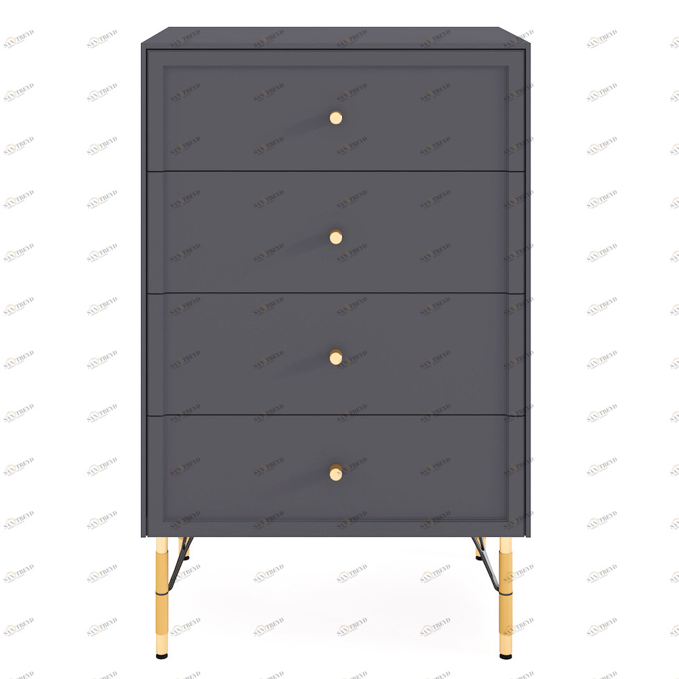 Комод с четырьмя ящиками и металлическими ножками темно-серый Moon BRAGIN DESIGN ДИЗАЙНЕРСКИЕ, MOON 00-3862433 Серый 