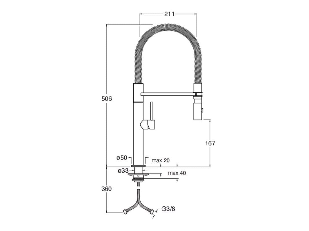 Однорычажный смеситель для кухни из нержавеющей стали со съемным ручным душем CRISTINA Rubinetterie кухня-Inox Collection ARCH-00084307 - Вид №1