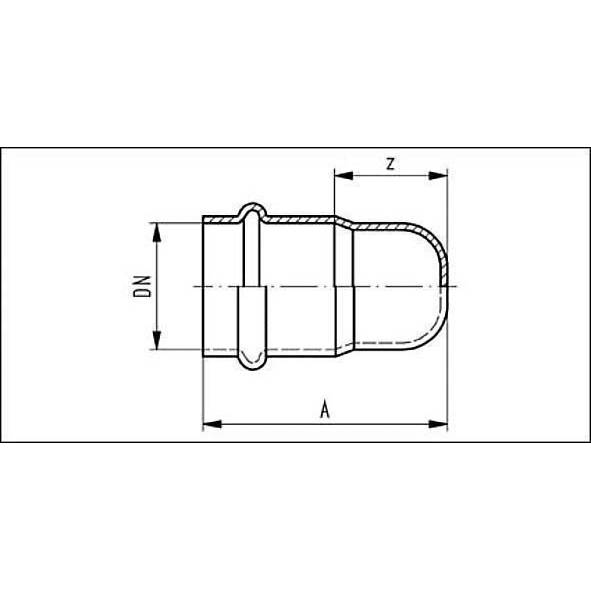618301108 SANHA 18301 пр.-фит. нерж., упл.фитон заглушка ВПр 108,0 мм  - Вид №1