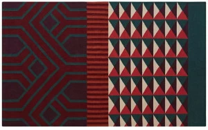 GAN Прямоугольный шерстяной коврик с геометрическими мотивами Ndebele