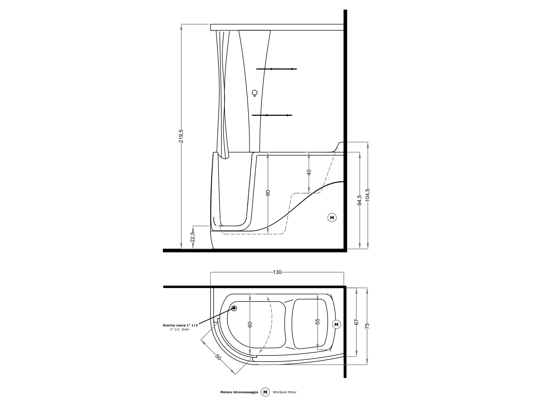 Угловая ванна с душем Gruppo Treesse мебель для ванной комнаты - специальная линия ARCH-00039744 - Вид №2