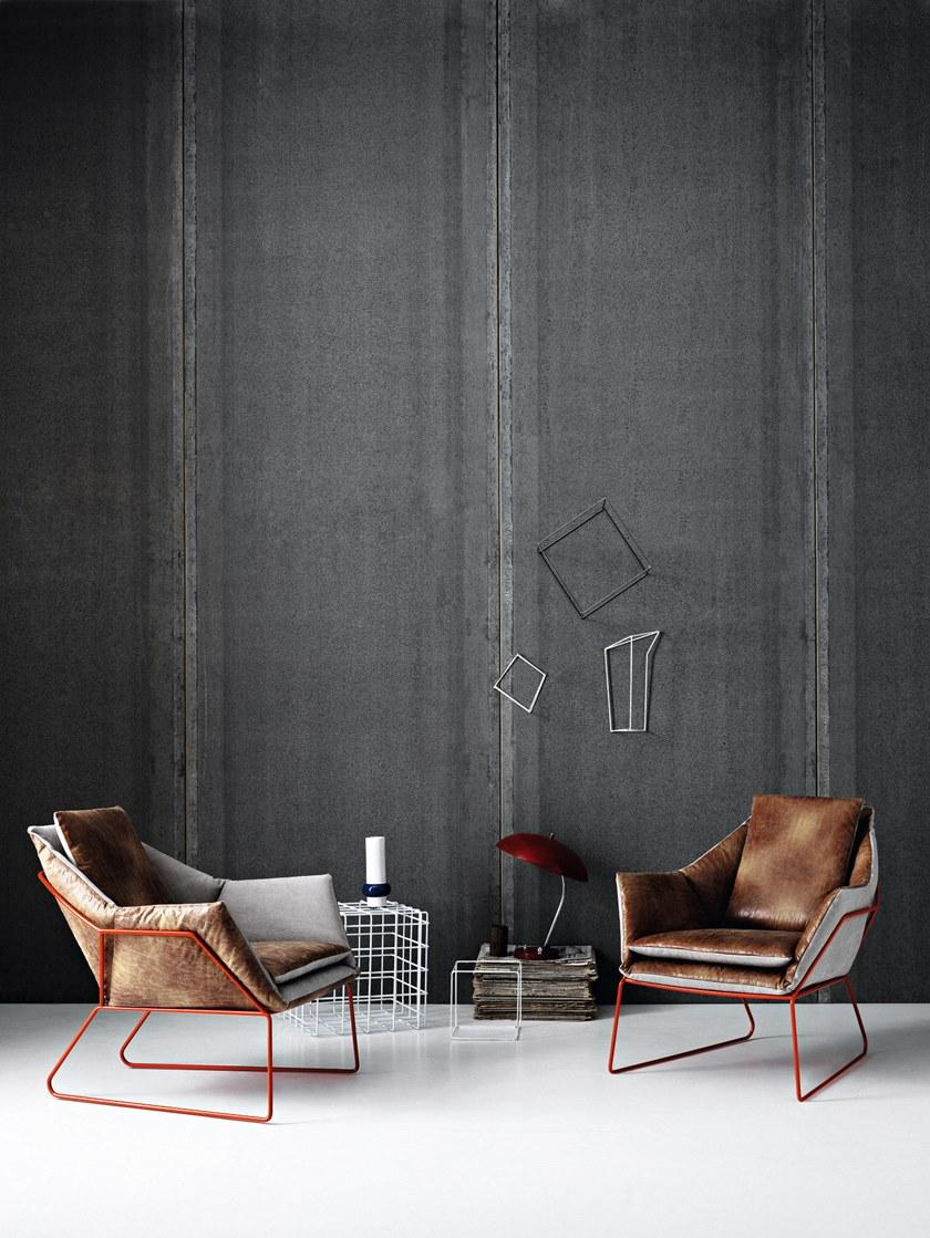 Saba Italia Кресло на санках из ткани с подлокотниками New york sun-id-1448737 - Вид №3